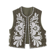European And American Women's Clothing Sleeveless Embroidered Vest Women's Top