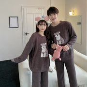 Gp Couple Japanese Cute Dog Parent-child Soft Home Wear Long-sleeved Trousers Pajamas