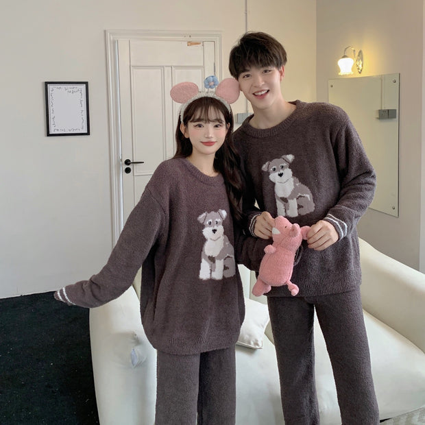 Gp Couple Japanese Cute Dog Parent-child Soft Home Wear Long-sleeved Trousers Pajamas