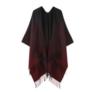 Western Style All-matching Gradient Color Talma Vintage Tassel Scarf