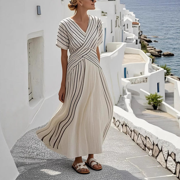 Women's Large Loose Striped Print Dress 111