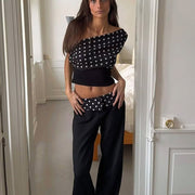 Retro One-shoulder Navel-exposed Waist-controlled Top