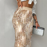 Women's Versatile Solid Color Fashionable Sequin Skirt