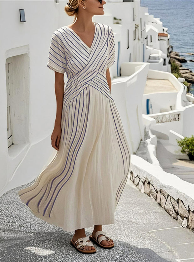 Women's Large Loose Striped Print Dress 111