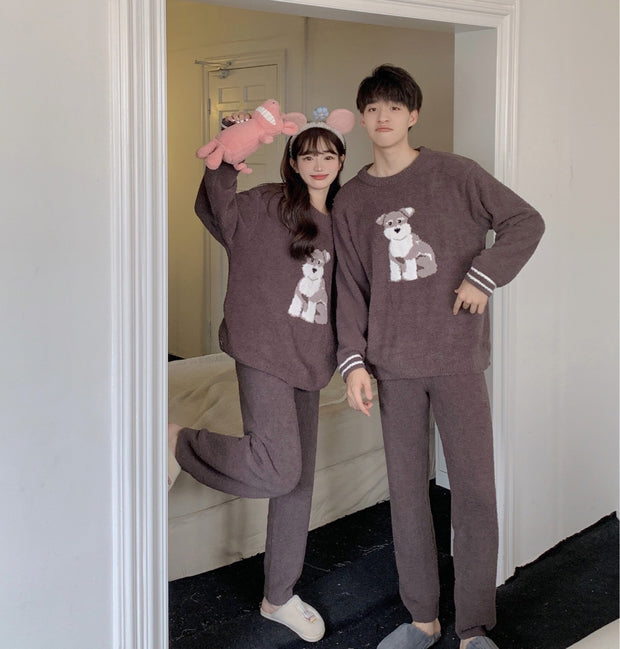 Gp Couple Japanese Cute Dog Parent-child Soft Home Wear Long-sleeved Trousers Pajamas