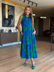 Fashion V-neck Sleeveless Printed Bohemian Dress