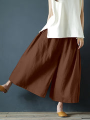 Coarse Linen Solid Color Cotton And Linen Texture Smoke-sensitive Gray Wide-leg Pants