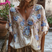 Elegant New Style Jacquard Off-shoulder Short Sleeve Top