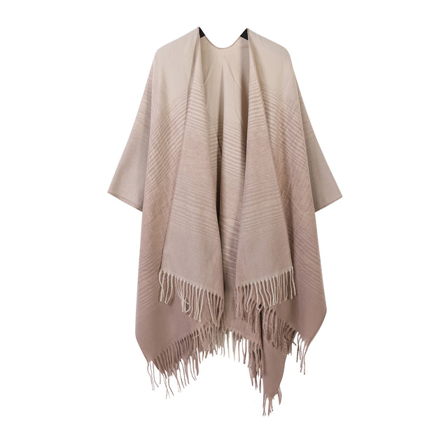 Western Style All-matching Gradient Color Talma Vintage Tassel Scarf