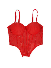 Sexy Mesh Rhinestone Bustier – Braces, Breast Pads & Fishbone Support