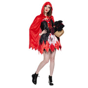 Spot Halloween New Classic Little Red Riding Hood Cosplay Clothes Bloodstain Horror Performance Costumes Witch Suit Dress 1111