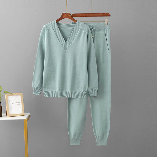 Women's Casual Sweater Harem Pants Suit