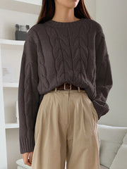 Round Neck Pure Color All-matching Trendy Sweater Top 111