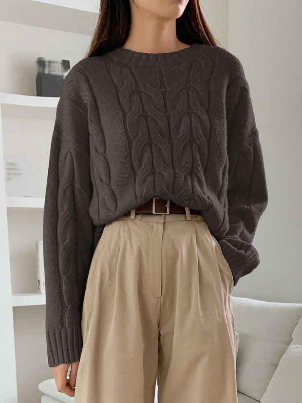 Round Neck Pure Color All-matching Trendy Sweater Top 111