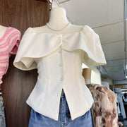 French Style Off-shoulder Off-shoulder Waist Petite Top