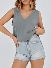 Women's V-Neck Sleeveless Tank Top – Loose, Flowy Summer Tunic