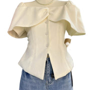 French Style Off-shoulder Off-shoulder Waist Petite Top