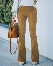 Women’s High-Waist Corduroy Pants – Slim Fit, Flared Leg