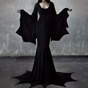Black Costume Womens Gothic Witch Bat Sleeve Dress Halloween Cosplay Costumes Vintage Carnival Party Outfit 1111