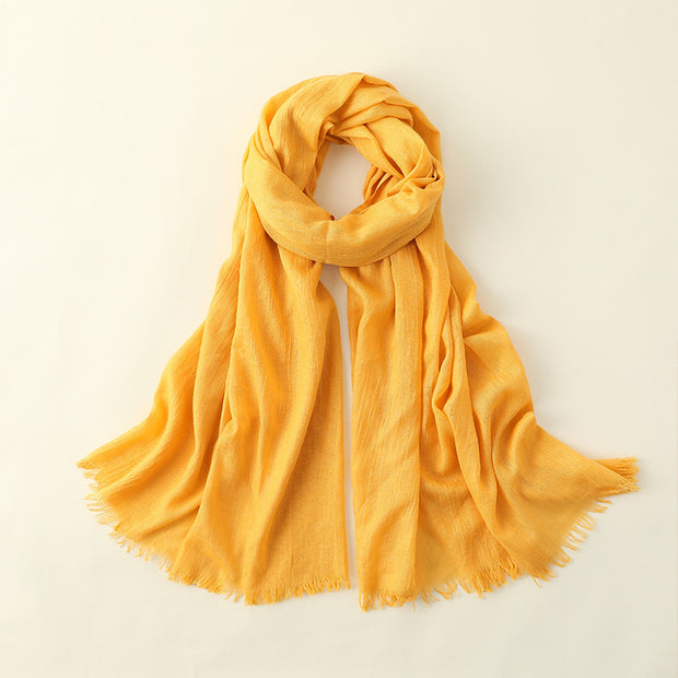 Artistic Sunscreen Solid Color Cotton And Linen Scarf 1111