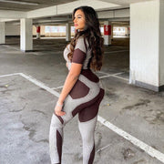 Women's New Printed Contrast Casual Sports Jumpsuit