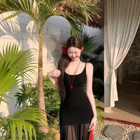 Pure Desire Mesh Splicing Sling Dress Women 1111