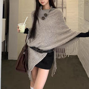 Women's Casual Plush Design Sweater Shawl Cape 1111