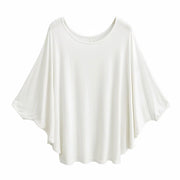 Idle Style Loose Large Silk Mask T-shirt Women's All-match Silk Color Batwing Sleeve Top
