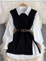 Women Vintage Apricot Split Hem Rib Knit Vest