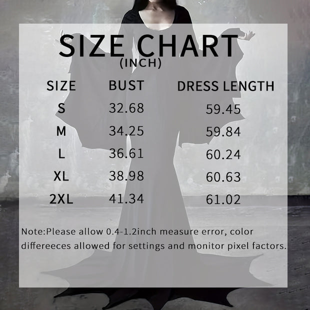 Black Costume Womens Gothic Witch Bat Sleeve Dress Halloween Cosplay Costumes Vintage Carnival Party Outfit 1111