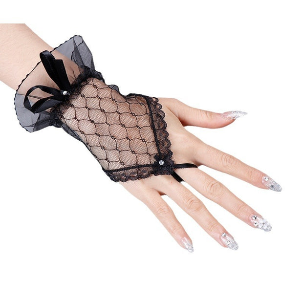 Mesh Lace Fingerless Bow Over sleeves Girl