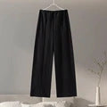 Fashion Long Sleeve O-neck Pleated Top Wide Leg Pants Women's Suit