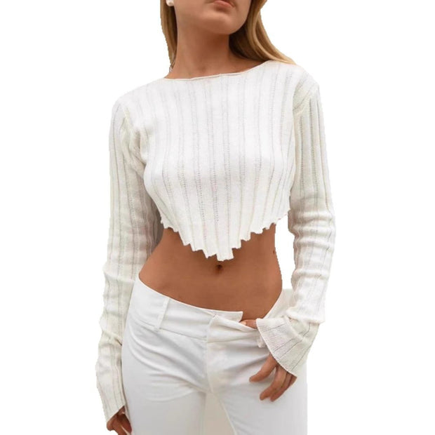 Women's Cropped Short Sweater Solid Color