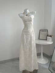 Women’s Embroidered Floral Maxi Dress – Elegant Slim-Fit Camisole Style