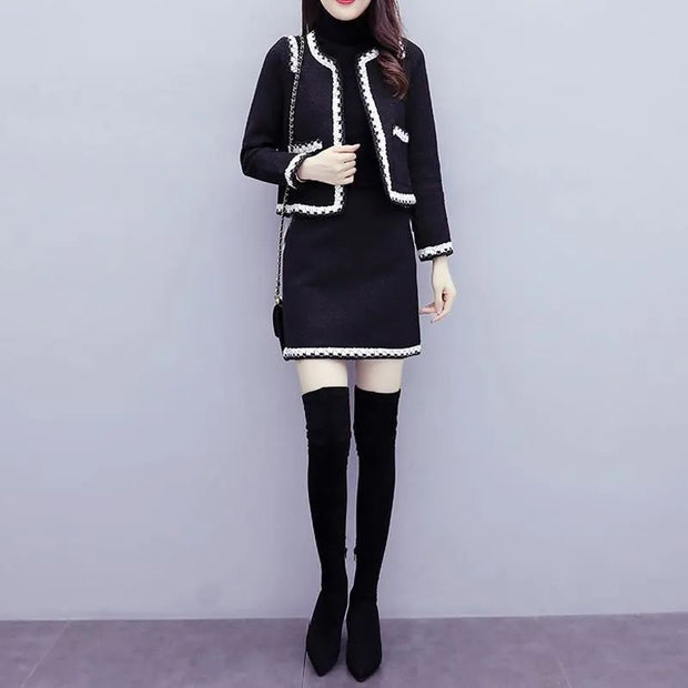 Spring And Autumn Two Piece Set Suit Temperament Women's Hip-wrapped Skirt Slimming