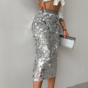 Women's Versatile Solid Color Fashionable Sequin Skirt