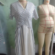 Women's Large Loose Striped Print Dress 111