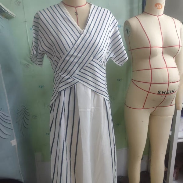 Women's Large Loose Striped Print Dress 111