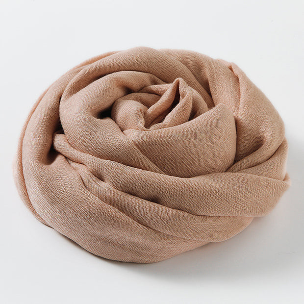 Artistic Sunscreen Solid Color Cotton And Linen Scarf 1111
