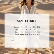 Women's Solid Color Deep V-Neck Long Sleeve Translucent Stitching Design Maxi Beach Bohemian Style Dress 111