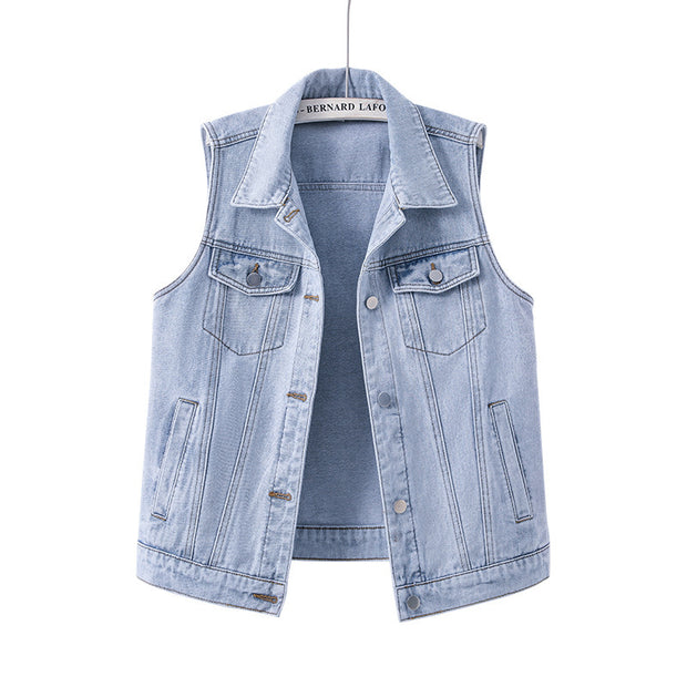 New Loose-fitting Waistcoat Denim Coat Women's Sleeveless Waistcoat Top