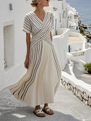 Women's Large Loose Striped Print Dress 111