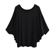 Idle Style Loose Large Silk Mask T-shirt Women's All-match Silk Color Batwing Sleeve Top
