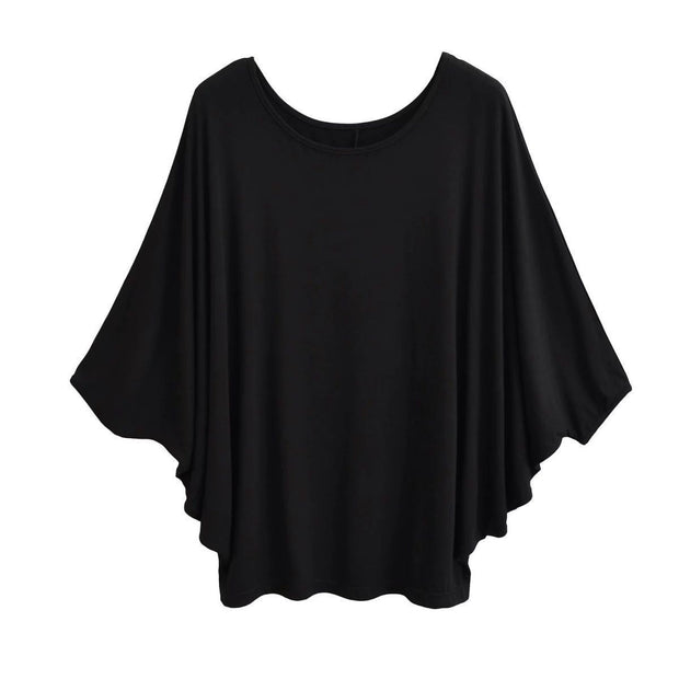 Idle Style Loose Large Silk Mask T-shirt Women's All-match Silk Color Batwing Sleeve Top