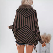 European And American Fall Winter Fashion Striped Tassel Knitte