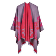 European And American Fashion Jacquard Split Thickened Warm Split Shawl 1111