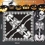 Women’s Halloween Lace Skeleton Poncho – Plus Size Cape, 59 x 59 Inches