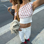 Retro One-shoulder Navel-exposed Waist-controlled Top