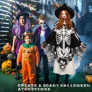 Women’s Halloween Lace Skeleton Poncho – Plus Size Cape, 59 x 59 Inches