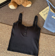 Vest Lace Slimming Stripes Button With Chest Pad